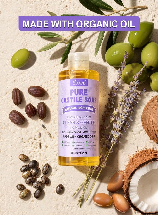 Yoken Pure Castile Soap Liquid Lavender 8 OZ, Made with Certified Organic Oils, Gentle Lavender Soap for Hands & Body Wash, Face, Dishes, Laundry & More - Vegan & Natural Ingredients Cleanser - Image 5